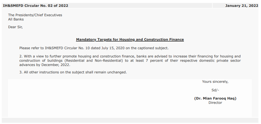 Mandatory Targets for Housing and Construction Finance